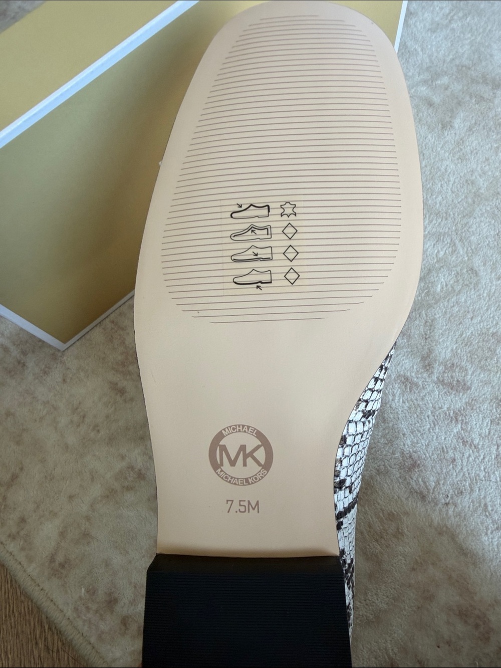 Women’s Michael Kors Snake-Print Penny Loafers in Black & White - Picture 6 of 8